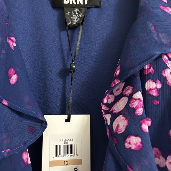 DKNY NWT 🎀host pick🎀 Floral-Print Flutter-Sleeve Smocked-Waist Dress size 12 - Picture 4 of 11